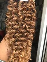 Pelo Rizado Afro, ondulado, sintético, resistente al calor, ondas profundas, extensiones de cabello, marrón, 2 unidades/lote, 26 pulgadas