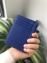 Tarjetero de cuero con cremallera para hombre y mujer, cartera Unisex delgada, tarjetero