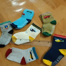 Calcetines náuticos antideslizantes de algodón para niños, calcetín de corte bajo para chico, con empuñaduras de goma, para las cuatro estaciones, de 0 a 6 años, 6 par/lote