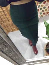 Falda larga de punto para mujer, falda de media longitud, de cintura alta, de un paso, de otoño e invierno, elegante, con abertura