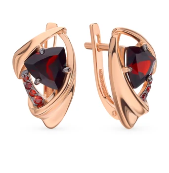 Gold earrings with cubic zirconia and Garnet sunlight sample 585
Gold earrings with cubic zirconia and Garnet sunlight sample 585