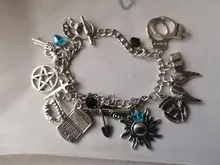 Pulsera SPN inspirada en la TV joyería Supernatural, brazalete de estrella, brazalete de espada, pulsera con cierre de garra de langosta, Sam, Dean, Winchester