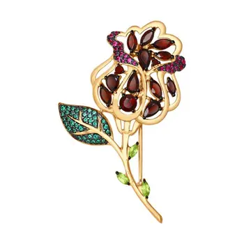 Brooch SOKOLOV made of gilded silver with a mix of stones 
Brooch SOKOLOV made of gilded silver with a mix of stones