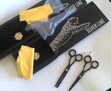 Juego de tijeras de peluquería profesional, 5,5 , corte y adelgazamiento de peluquero, alta calidad, estilos plateados/negros