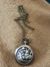 Vintage bronce clásico dos lobos patrón de cuarzo reloj de bolsillo Retro con Fob cadena para las mujeres de los hombres de regalo para hombres TD2071