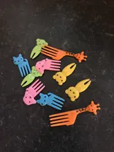 10 unids/set Tenedor de fruta niños tenedor bonito cubiertos de comida de bebé alimentación vajilla niño vajilla portátil utensilio infantil vajilla