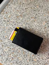 Tarjetero de fibra de carbono anti Rfid para hombre, Mini billetera delgada de cuero negro mágico, monedero pequeño