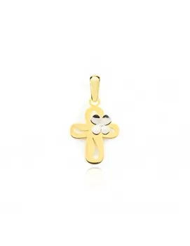 Gold Cross pendant Two-Color Daisy with Diamond
Gold Cross pendant Two-Color Daisy with Diamond