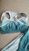 Ropa de gimnasio sin costuras para mujer, traje deportivo de cintura alta, conjunto de ropa de entrenamiento de Yoga y Fitness, Leggings degradados + Top de manga larga, 2 piezas