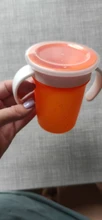 Taza giratoria de 360 grados para bebé, taza para aprender a beber con doble ASA, tapa abatible a prueba de fugas, vasos de agua para niños, botella sin BPA con tapa