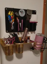 Rack Shelves Holder Hair-Dryer Bathroom-Accessories Gold Aluminium Space with Basket