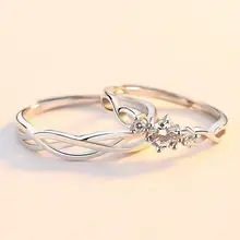 2 unids/set ajustable-corazón en forma de carta de cobre Chapado en plata 30% Cristal, anillo de los hombres de la joyería de las mujeres al por mayor Dropshipping. Exclusivo.