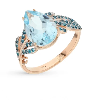 Gold ring with Topaz and cubic zirconia sunlight sample 585 test 
Gold ring with Topaz and cubic zirconia sunlight sample 585 test