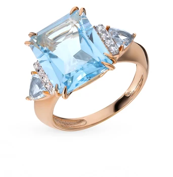 Gold ring with Topaz and cubic zirconia sunlight sample 585 
Gold ring with Topaz and cubic zirconia sunlight sample 585