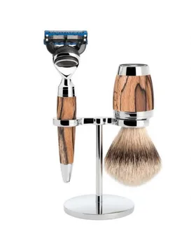 MÜHLE shaving set, silvertip badger, with Gillette® Fusion™, handle material made of spalted beech
MÜHLE shaving set, silvertip badger, with Gillette® Fusion™, handle material made of spalted beech