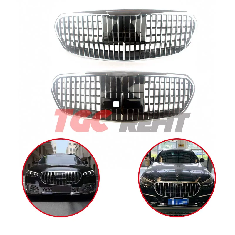 

Front Racing Facelift Grille Upper Grill For Mercedes-Benz W223 S-Class 2021 2022 Maybach Style Front Hood Grill Upper Bumper