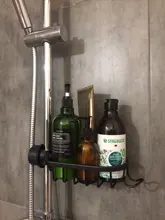 Bathroom Shelf Black Shower Storage Basket Storage Rack Adjustable Faucet