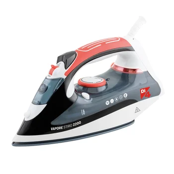 Di4 Stiro Steam iron with Ceramic sole and Triple anti-scale, Antidrip, Max stroke 100gr, 2200W, colour White/Red/Black
Di4 Stiro Steam iron with Ceramic sole and Triple anti-scale, Antidrip, Max stroke 100gr, 2200W, colour White/Red/Black