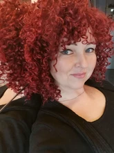 Peluca de pelo sintético Afro para mujer, pelo corto rizado de 14 pulgadas con flequillo, color rojo y marrón, belleza dorada