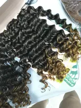 Sintético de la onda profunda del pelo trenzado extensiones de 10 corto 3 unids/pack cabello ombré ondulado extensiones de pelo ondulado