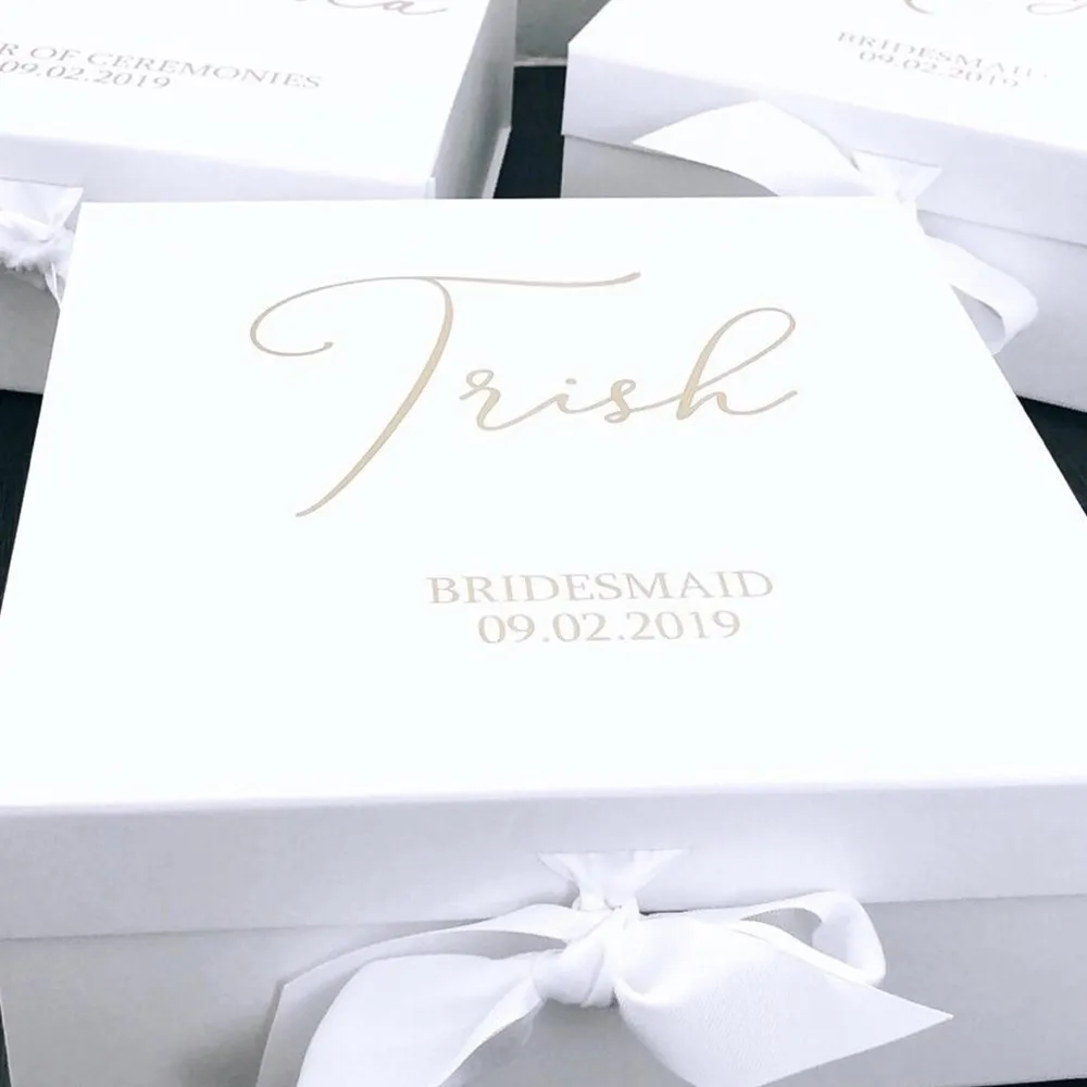 

Personalized Bestman thank you box, groomsman gift boxes，Usher，birthday party，Rose gold foil ，black box，customized Wedding box