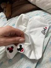 Disney-calcetines con bordado de dibujos animados para mujer, de algodón, finos, de verano, 1 par