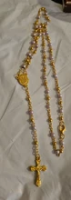 Collar de Rosario, collar con colgante de cruz de Jesucristo, cadena larga de cuentas de aleación para hombres y mujeres, joyería de moda cristiana de la Virgen María