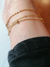 Tobillera de acero inoxidable para hombre y mujer, pulsera de tobillo Simple dorada con pie, cadena de pierna, regalo de joyería, 23,5 cm - 22cm de largo, 1 ud.