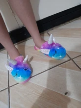 Zapatos de invierno con viñetas de animales para niñas, zapatillas de unicornio para casa