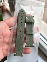 Correa de cuero mate para reloj, correa de cuero Seude 20mm, 21mm, verde oscuro, marrón, suave, hecha a mano, para reloj