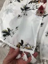 Beachwear Tunic Shirt Kimono Bikini Bathing-Suit Cover-Up Tassels CUPSHE Chiffon Floral-Print