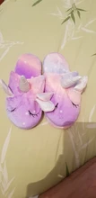 Zapatos de invierno con viñetas de animales para niñas, zapatillas de unicornio para casa