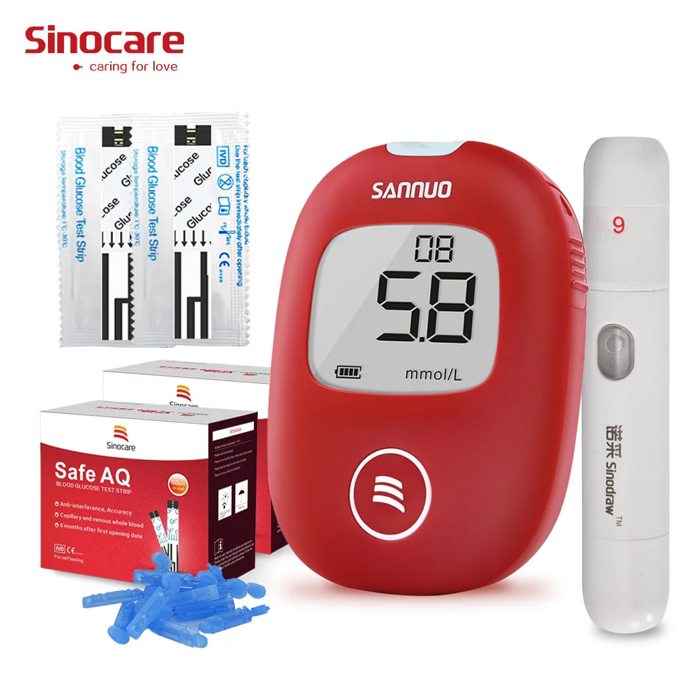 Sinocare Safe AQ Smart mg/dL mmol/L Blood Glucose Meter Glucometer Kit 100 Test Strips Lancets Painless Diabetes Health Care 
Sinocare Safe AQ Smart mg/dL mmol/L Blood Glucose Meter Glucometer Kit 100 Test Strips Lancets Painless Diabetes Health Care