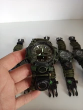 Reloj militar de camuflaje para hombre, pulsera de cuarzo LED resistente al agua hasta 50m, para deportes al aire libre, brújula, termómetro, reloj de emergencia