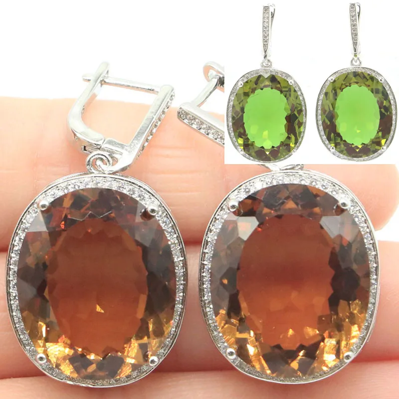 

40x21mm New Designed 22x18mm Color Changing Zultanite CZ Gift For Woman's Silver Earrings