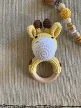 Mordedor de madera para bebé, sonajero de jirafa de ganchillo, sin BPA juguete, sonajero de madera para roedores, gimnasio móvil, juguetes educativos con logotipo personalizado, 1 ud.
