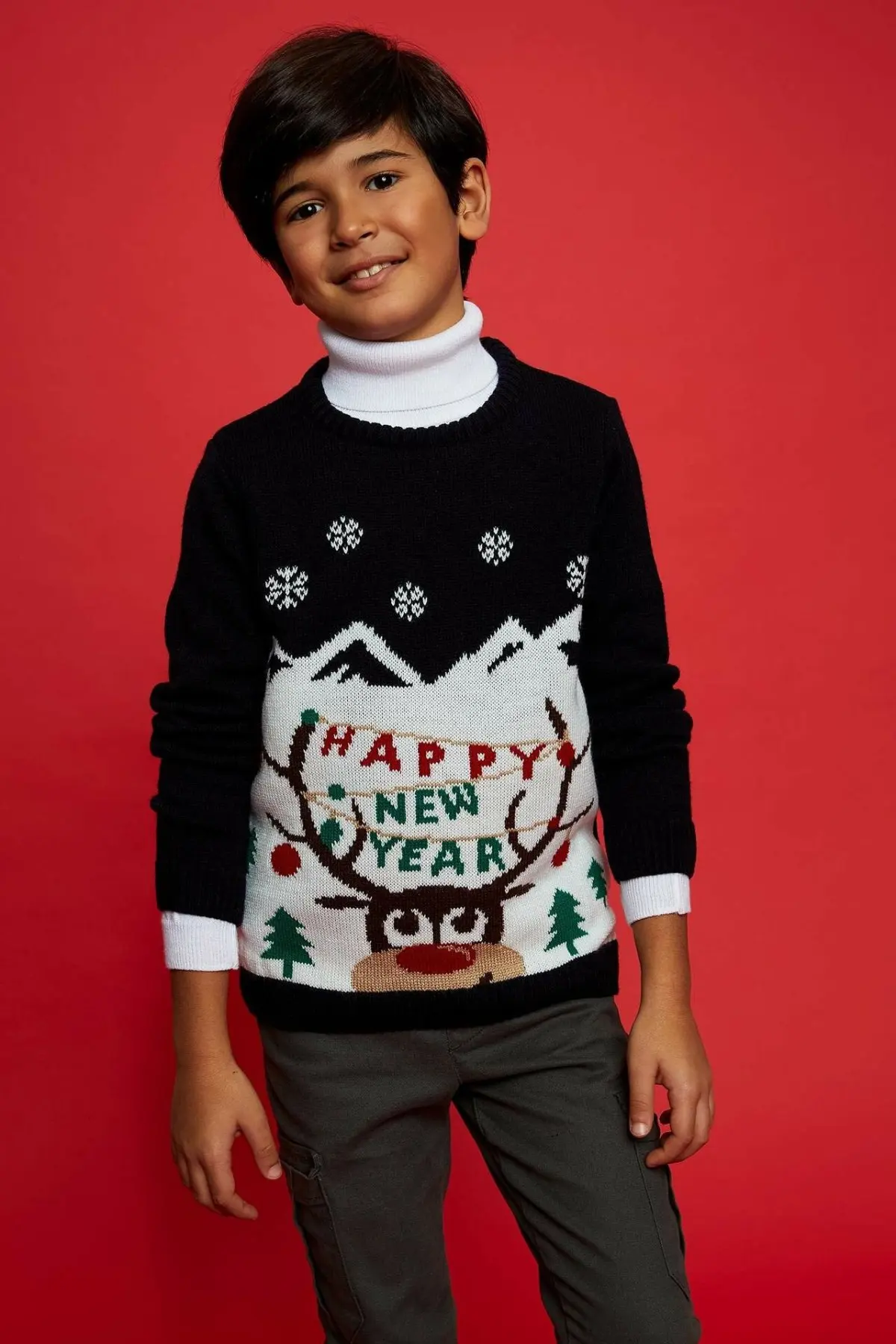 DeFacto Boy Winter Xmas Deer Prints Knitted Sweaters Boys Casual Black Long Sleeve Pullover-L8431A619CW
DeFacto Boy Winter Xmas Deer Prints Knitted Sweaters Boys Casual Black Long Sleeve Pullover-L8431A619CW