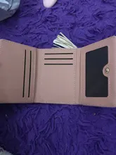 PURDORED 1 Pc lindo mujeres cartera Tarjetero de cuero Mini borla corta pequeña cartera monedero de mujer señoras tarjeta caso Tarjetero