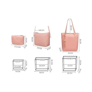 Purse 3 set coin purse Shopper Messenger Bag pink 6016 
Purse 3 set coin purse Shopper Messenger Bag pink 6016