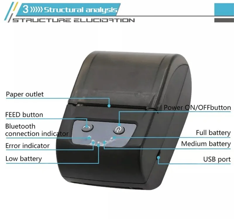 P58D 58mm mini thermal label printer for soho supermarket clubs (8)