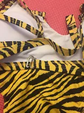 Microbikini con patrón de tigre de talla grande para mujer, traje de baño con forma de triángulo, conjunto de bikini con cuello Halter y espalda descubierta, bañador brasileño 2020