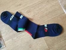 Calcetines de Ciclismo transpirables a rayas de colores, para hombre y mujer