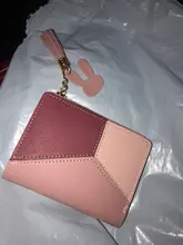 Billeteras geométricas rosas para mujer, Cartera de bolsillo, tarjetero de retales, monedero corto a la moda