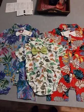 Ropa de verano para bebé recién nacido, mono con lazo de manga corta, flamenco, dinosaurio, piña, caballero, 2020