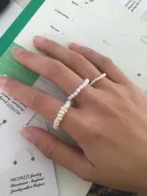Momiji-Anillo de perlas ovaladas para mujer, elástico ajustable, cuentas de perlas con acero inoxidable, regalos de joyería