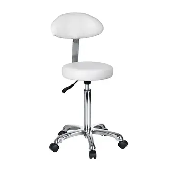 Stool with backrest and pump NEUMATICA WHITE upholstery