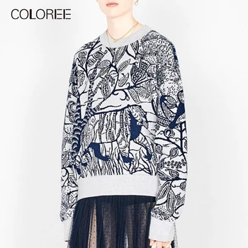 COLOREE Runway Designer 2019 Women Sweater Elegant Zoo Tiger Embroidery Pullover Long Sleeve High Quality Female Casual Sweater
COLOREE Runway Designer 2019 Women Sweater Elegant Zoo Tiger Embroidery Pullover Long Sleeve High Quality Female Casual Sweater