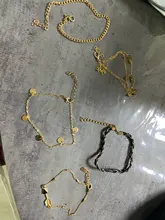 Docona-tobillera de flecha gótica negra para mujer, tobillera de cadena de lentejuelas hecha a mano, joyería para fiesta en la playa, 5 unidades/set 8851