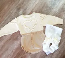Conjunto de ropa para niñas pequeñas, Pelele de punto, cárdigan para niños pequeños recién nacidos, suéter de algodón, otoño