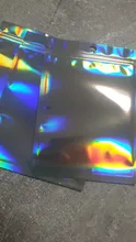 Bolsas con cierre iridiscente para cosméticos, bolsas de plástico iridiscentes con cremallera holográfica, 100 Uds.